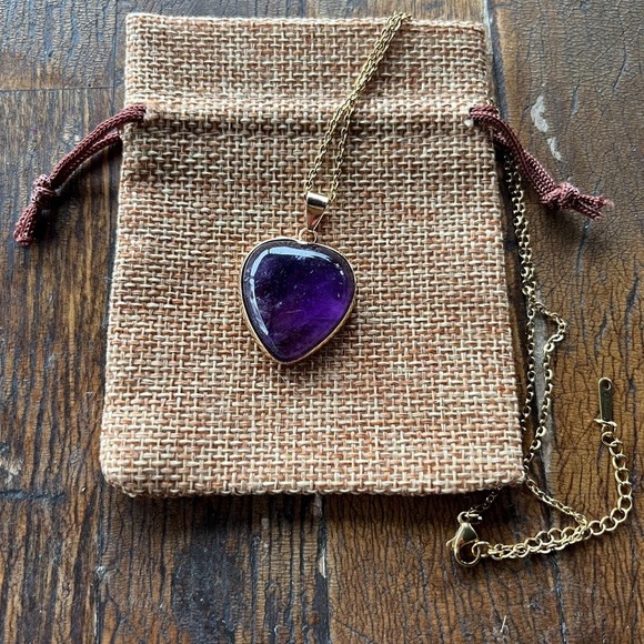 Jewelry - Amethyst Heart Necklace Amethyst Pendant Crystal Heart Necklace Genuine Amethyst